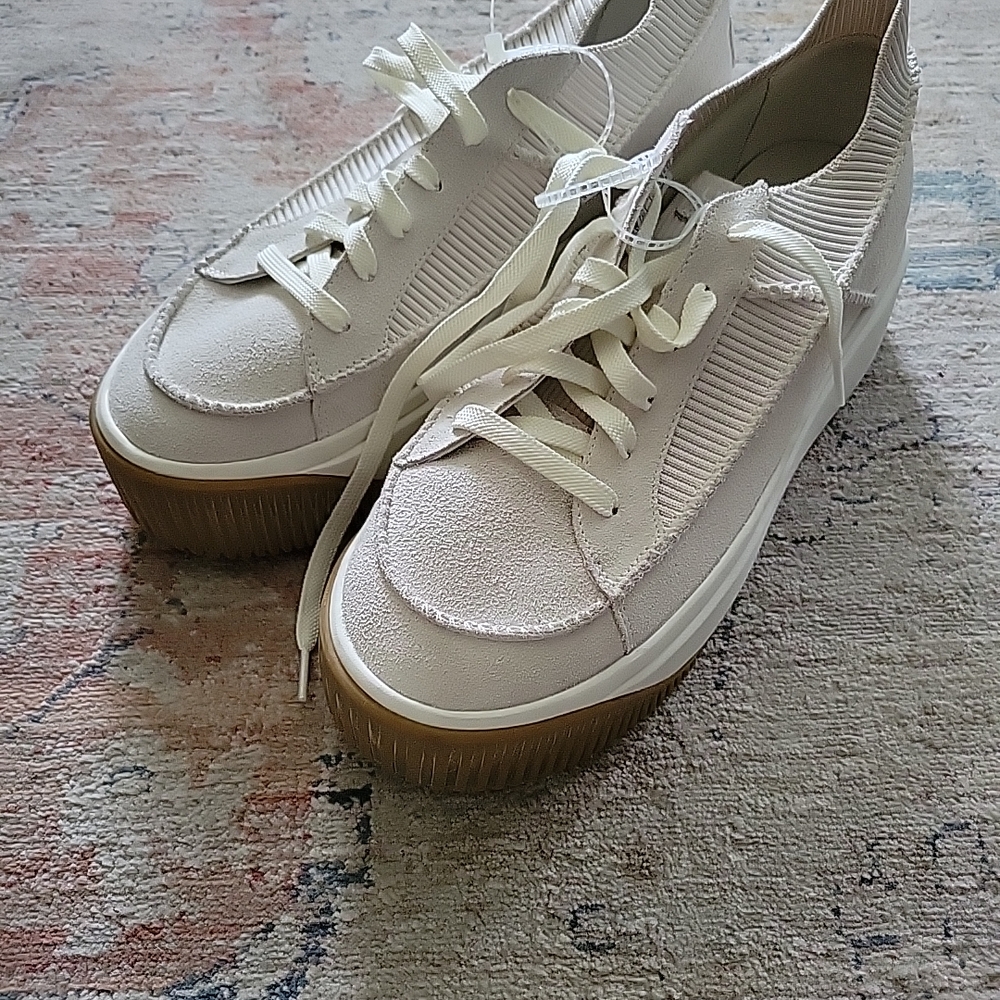 UGG Cream Sneakers with Tan Sole